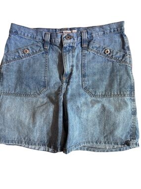Faded Glory Denim Shorts Size 10 Light Wash Utility Pocket Jean Shorts Y2K